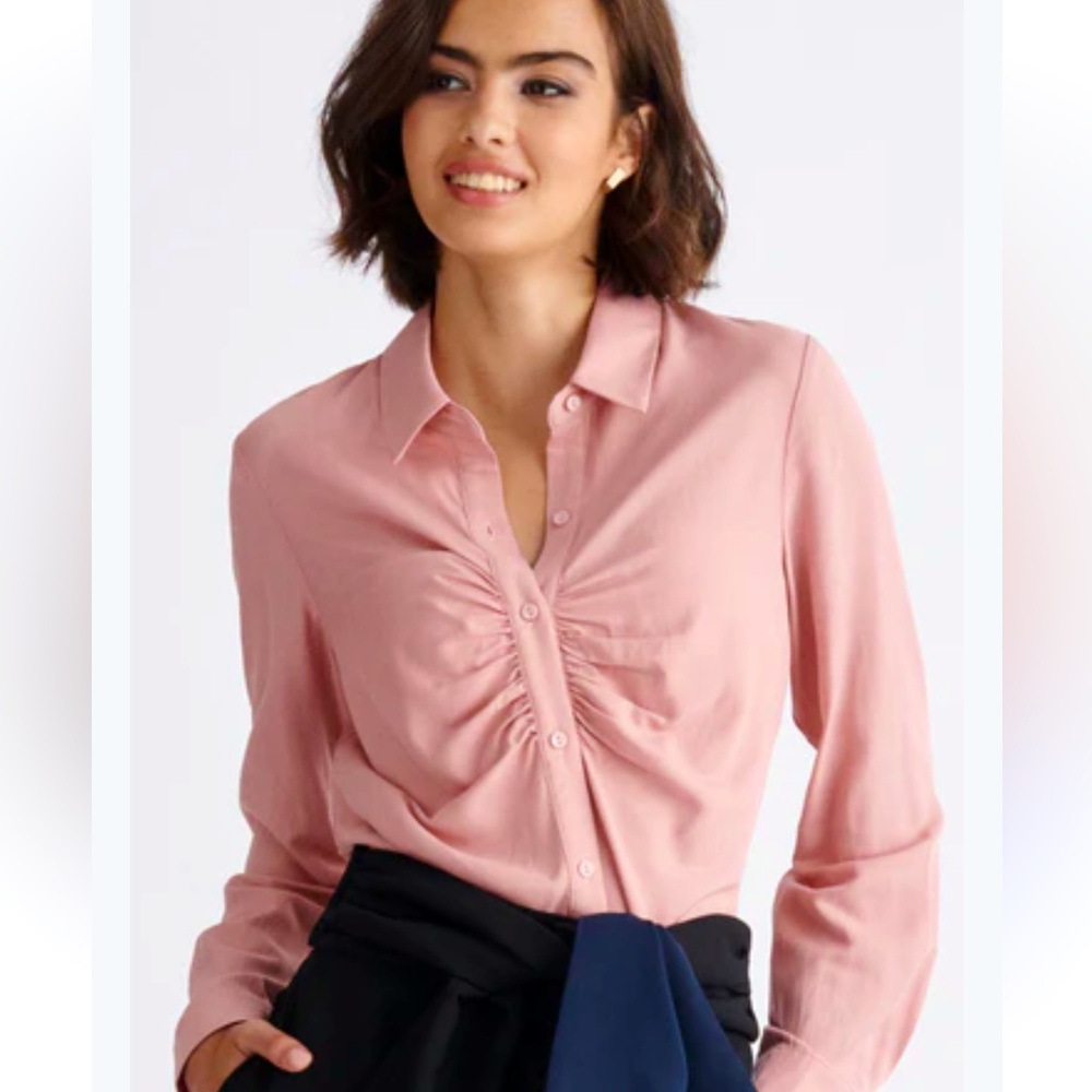 Miss Grace Blush color button down shirt